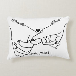 Almohada de la promesa de pareja de las manos que 