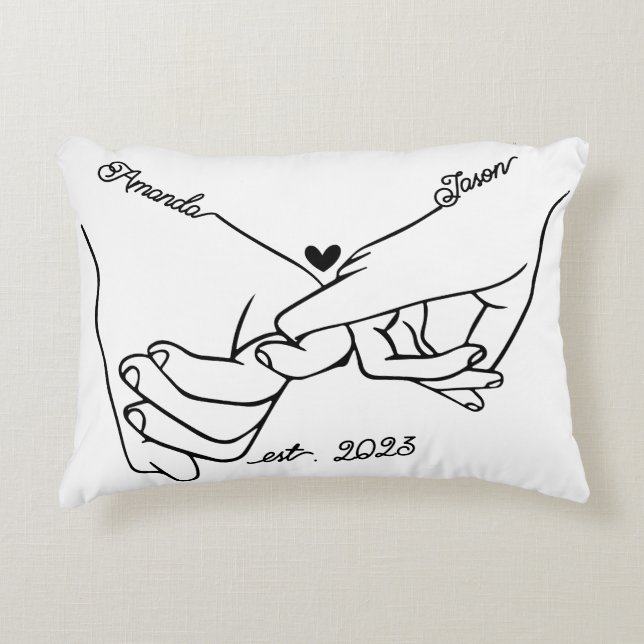 Almohada de la promesa de pareja de las manos que  (Anverso)