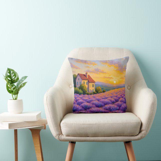 Almohada de la puesta de sol de la Lavanda provenz (Silla)