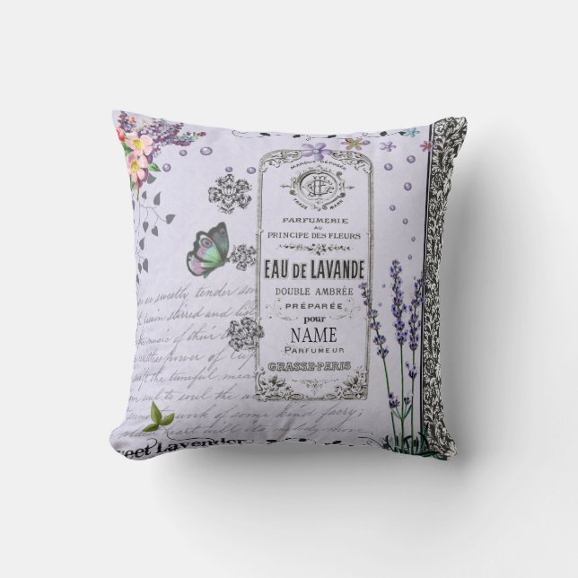 Almohada de la púrpura del collage de la lavanda (Anverso)
