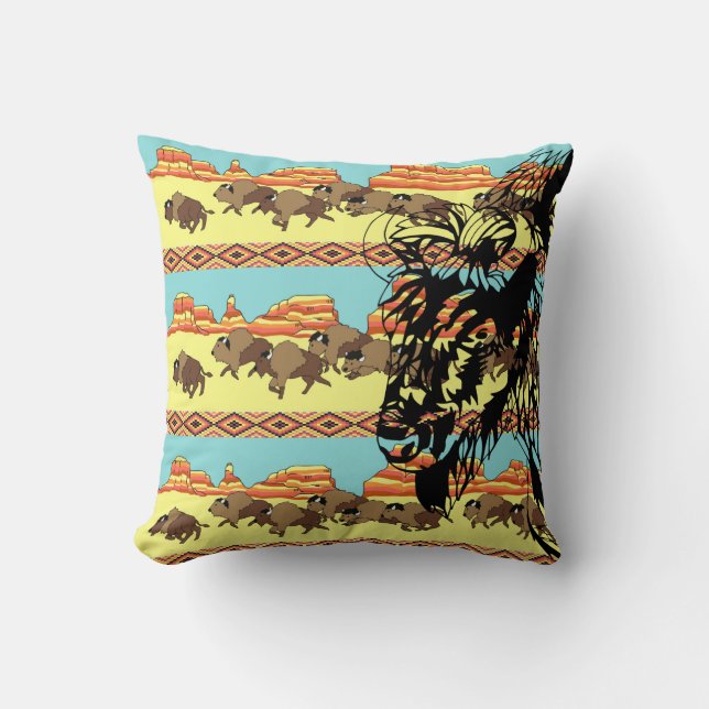 Almohada de la raya del búfalo del sudoeste (Anverso)