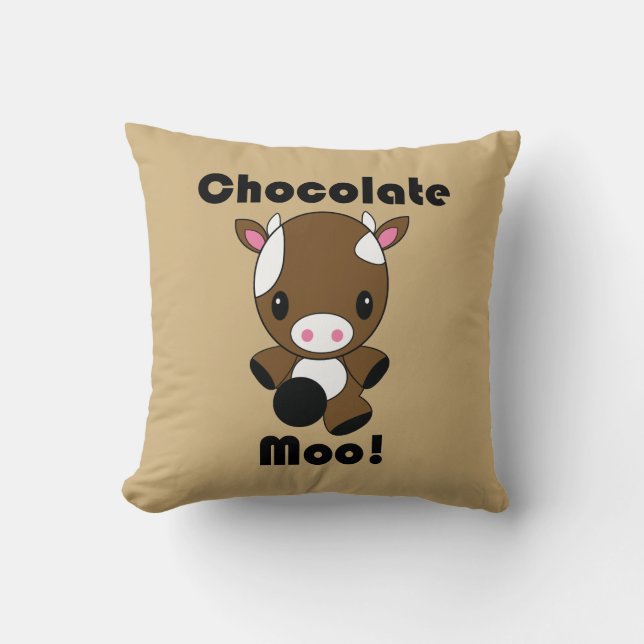Almohada de la vaca del MOO Kawaii del chocolate (Anverso)