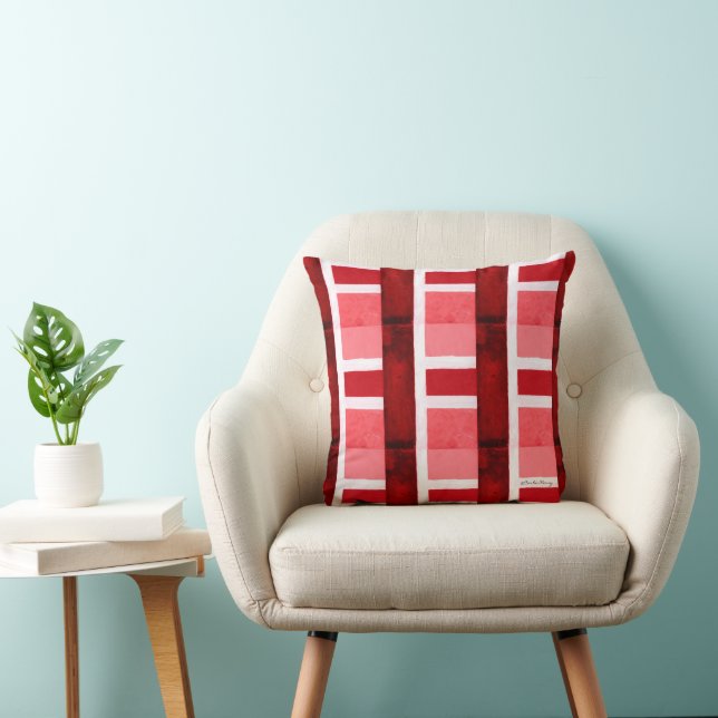 Almohada de lanzamiento a cuadros de cubismo rojo (Silla)