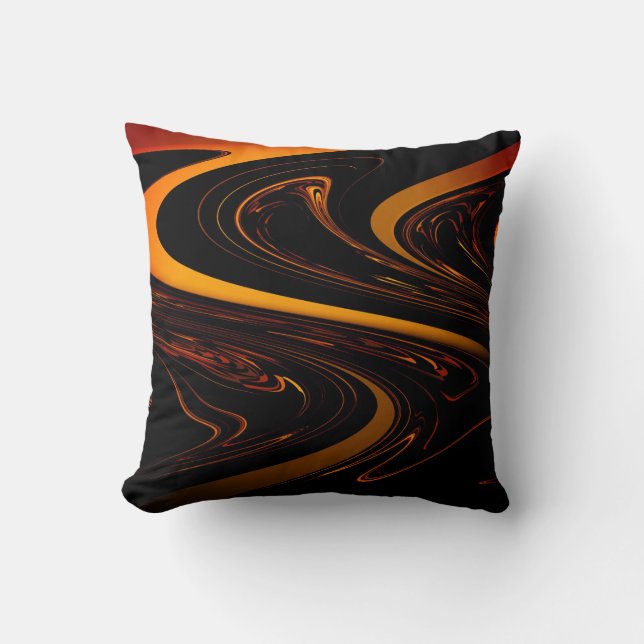 almohada de lanzamiento abstracto de naranja y neg (Anverso)
