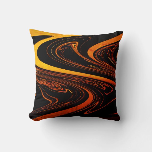 almohada de lanzamiento abstracto de naranja y neg (Anverso)