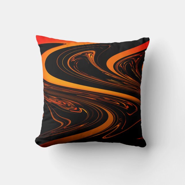 almohada de lanzamiento abstracto de naranja y neg (Anverso)