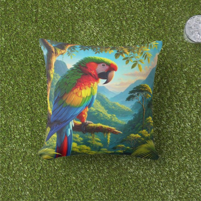 Almohada de lanzamiento al aire libre de loro guac (Césped)