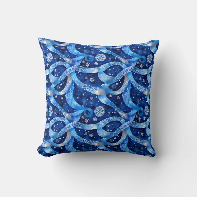 Almohada de lanzamiento azul de invierno (Anverso)