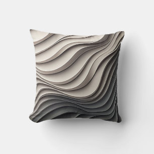 Almohada de lanzamiento beige y gris 3D elegante p