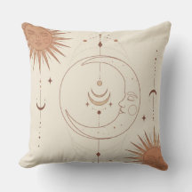 Almohada de lanzamiento boho celestial del sol y l