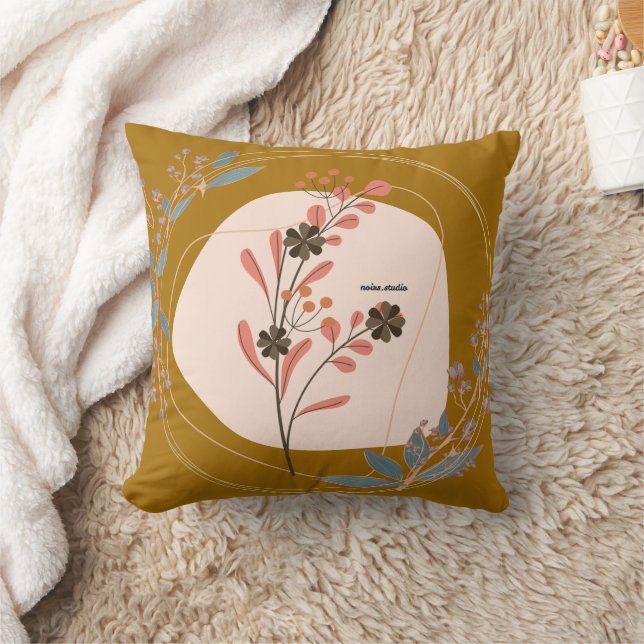 Almohada de lanzamiento Boho Flor silvestre Botáni (Manta)