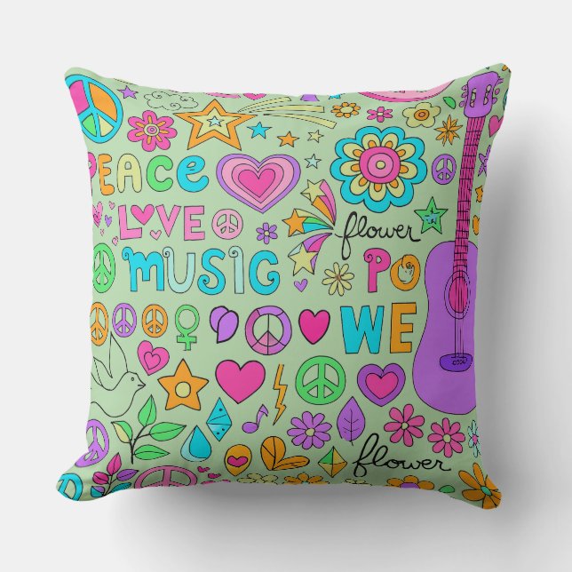 Almohada de lanzamiento colorida Groovy - Hogar y  (Anverso)