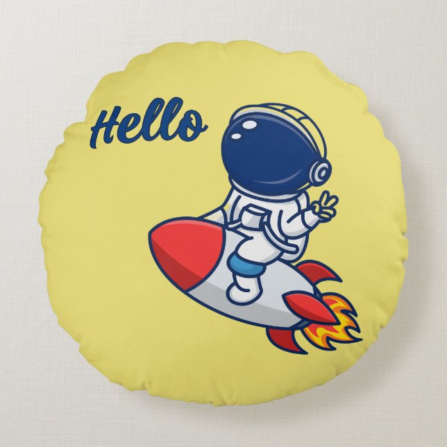 Almohada de lanzamiento con astronauta lindo monta (Anverso)