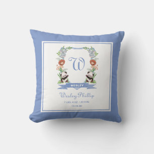 Almohada de lanzamiento con cresta monogramada de 