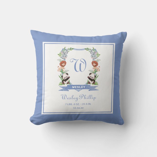 Almohada de lanzamiento con cresta monogramada de  (Anverso)