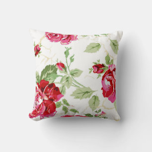 Almohada de lanzamiento con estampado de rosa roja