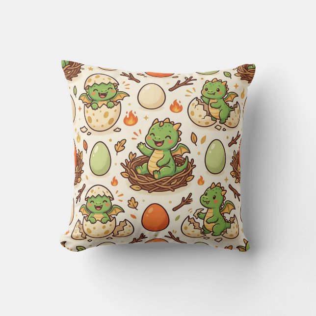 Almohada de lanzamiento con nido de huevo de dragó (Anverso)