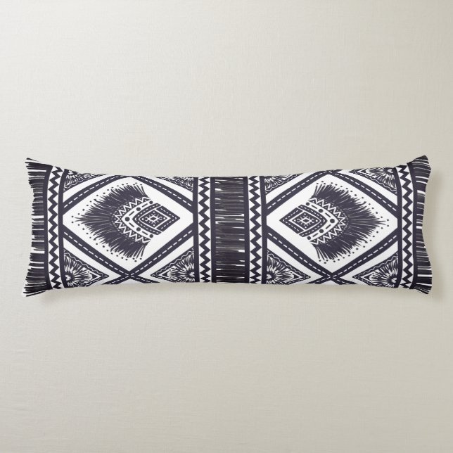 Almohada de lanzamiento con patrón boho blanco nav (Anverso)