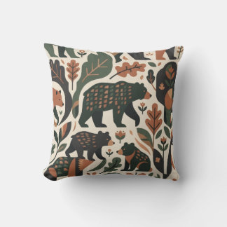 Almohada de lanzamiento con patrón de arte popular