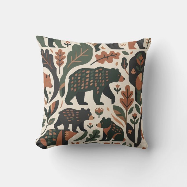 Almohada de lanzamiento con patrón de arte popular (Anverso)
