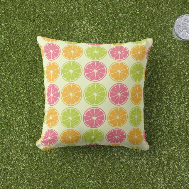 Almohada de lanzamiento con patrón de cítricos par (Césped)