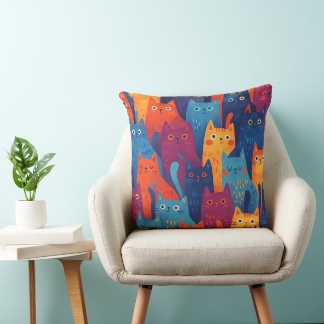 Almohada de lanzamiento con patrón de gato de dibu (Silla)