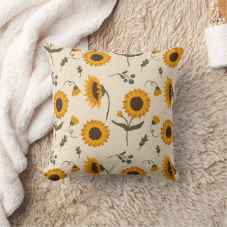 Almohada de lanzamiento con patrón de girasol y ba