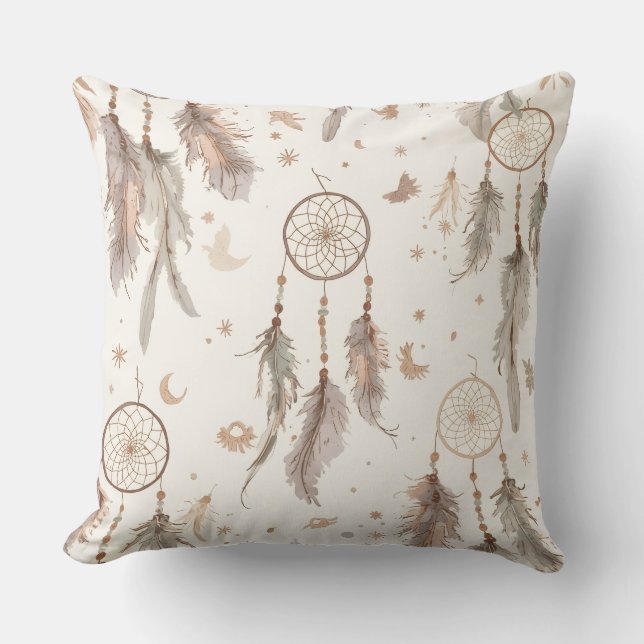 Almohada de lanzamiento con patrón de pluma de atr (Anverso)