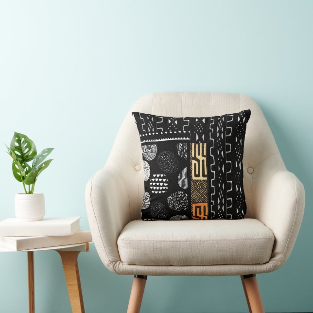 Almohada de lanzamiento con patrón tribal audaz de (Silla)