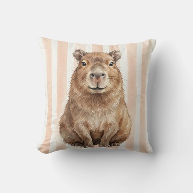 Almohada de lanzamiento con retrato de capibara de (Anverso)