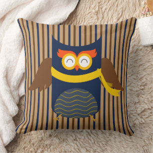 Almohada de lanzamiento de algodón búho rayado, 20