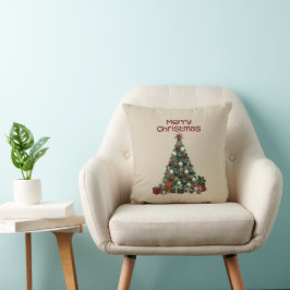 Almohada de lanzamiento de árbol de Navidad alegre