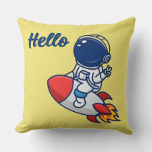 Almohada de lanzamiento de astronauta lindo "Hola"