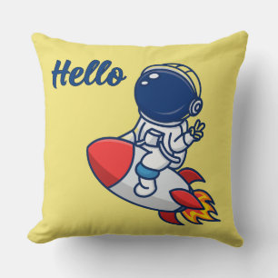 Almohada de lanzamiento de astronauta lindo "Hola"