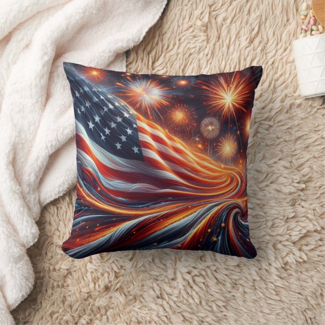 Almohada de lanzamiento de bandera americana (Manta)