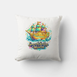 Almohada de lanzamiento de barco del tesoro dorado