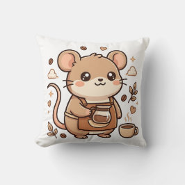 Almohada de lanzamiento de Barista Ratón Kawaii