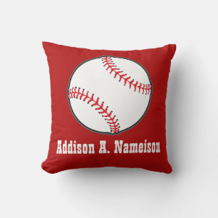 Almohada de lanzamiento de béisbol en rojo nombre