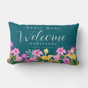Almohada de lanzamiento de bienvenida azul verdoso