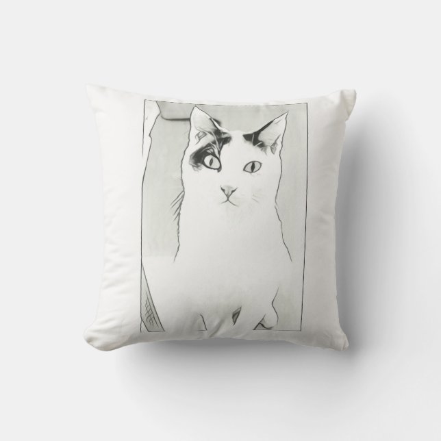 Almohada de lanzamiento de boceto de gato lindo (Anverso)
