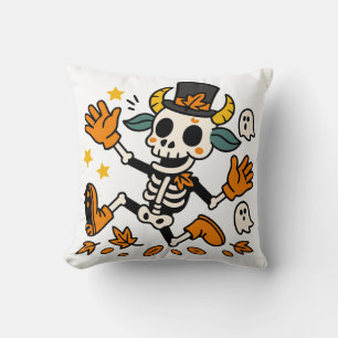 Almohada de lanzamiento de cabra esqueleto espeluz