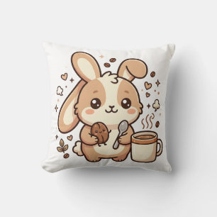 Almohada de lanzamiento de café de conejito Kawaii