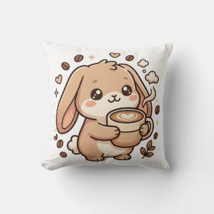 Almohada de lanzamiento de café de conejito lindo