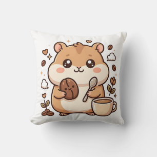 Almohada de lanzamiento de café de hámster lindo