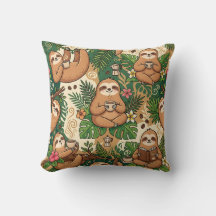 Almohada de lanzamiento de café de perezoso – Dise