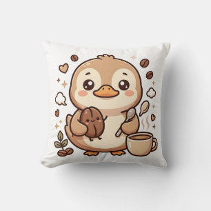Almohada de lanzamiento de café Kawaii Pato Lindo