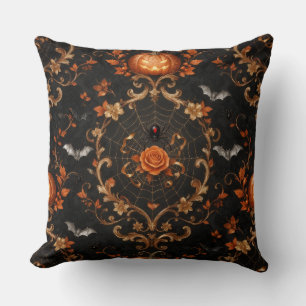 Almohada de lanzamiento de calabaza naranja gótica