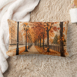 Almohada de lanzamiento de calle arbolada de otoño