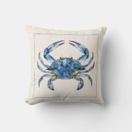 Almohada de lanzamiento de cangrejo azul acuarela 
