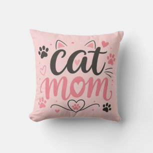 Almohada de lanzamiento de Cat Mom - Huellas de pa